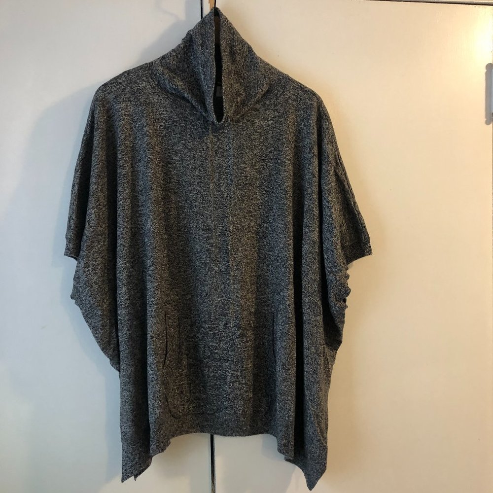 GAP M/L Cowl Neck Sweater Knit Poncho Sweater Merino Nylon Acrylic Grey EUC B68
